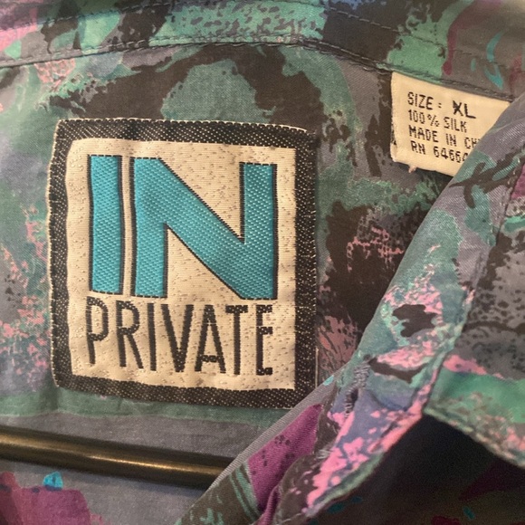 VINTAGE IN PRIVATE SILK Purple and Blue Casual Button Down Shirt Blouse - Picture 5 of 7